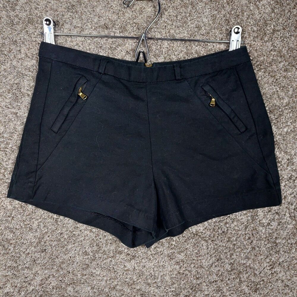 Bershka Womens Black Shorts With Zipper Pockets 2.5" Inseam Sz Eur 34 US 6 Small